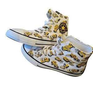 Converse CTAS High-Tops with Yellow Construction Design Kids NEW